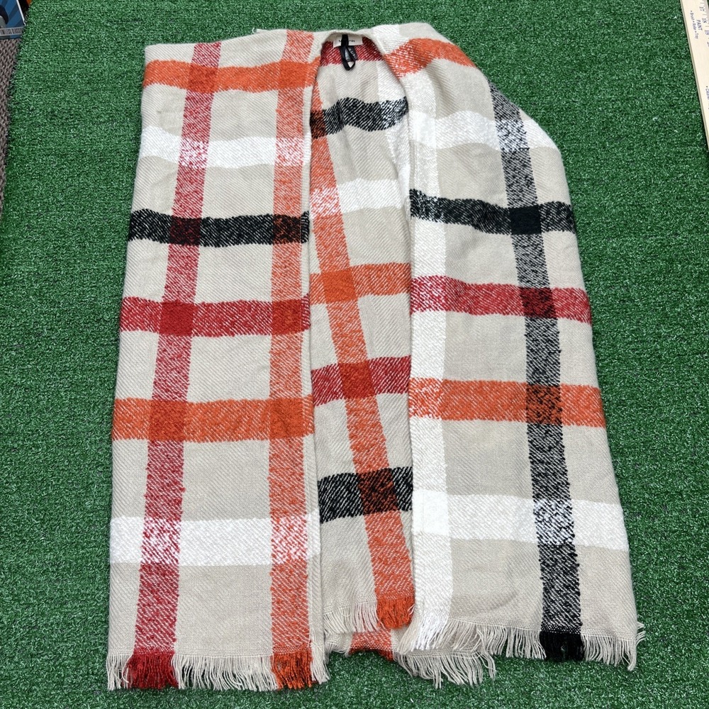 Modena Plaid Cape Shawl Wrap Open Front Blanket Scarf Poncho Brown Red Black